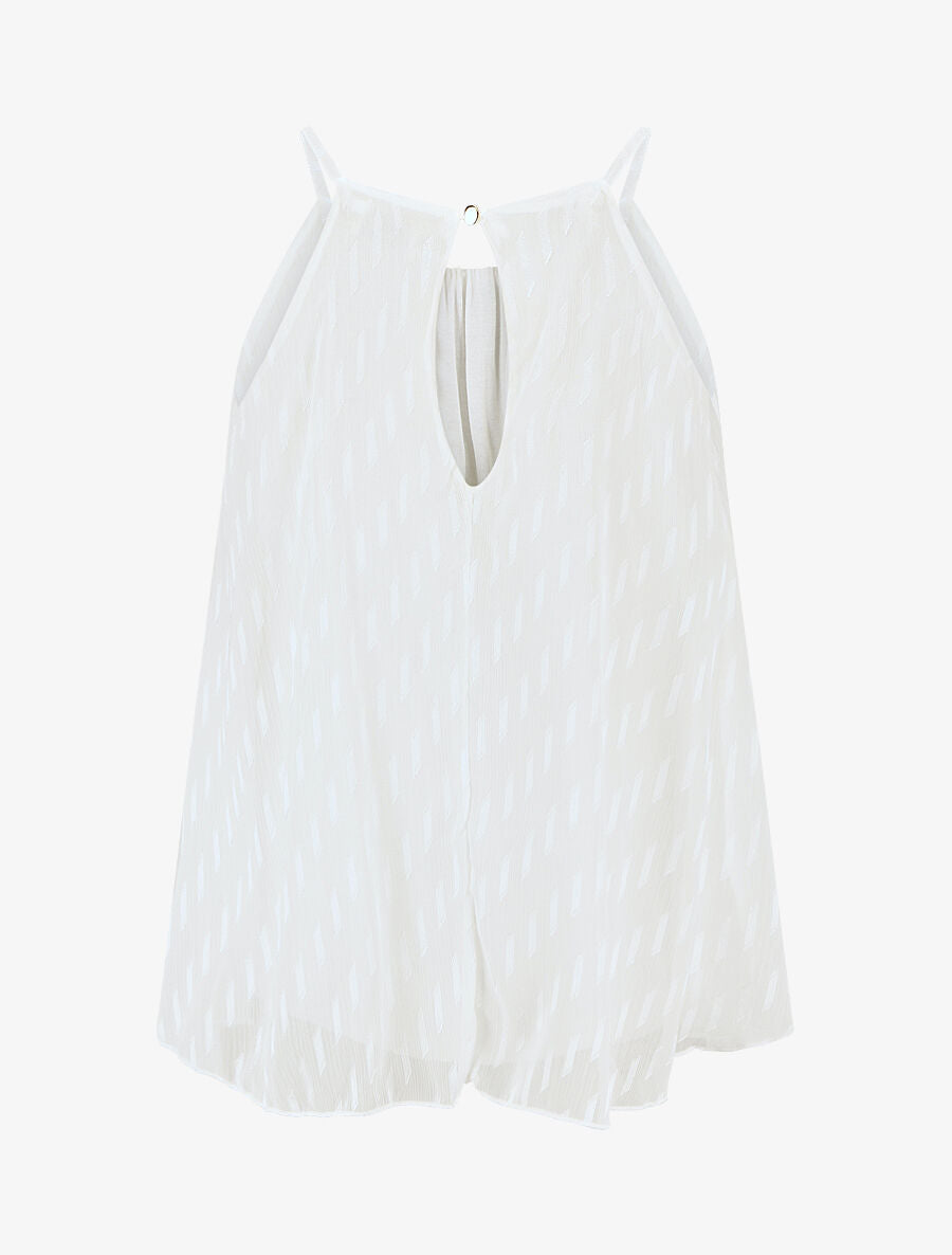 Top évasé texturé sans manches - Blanc - 2