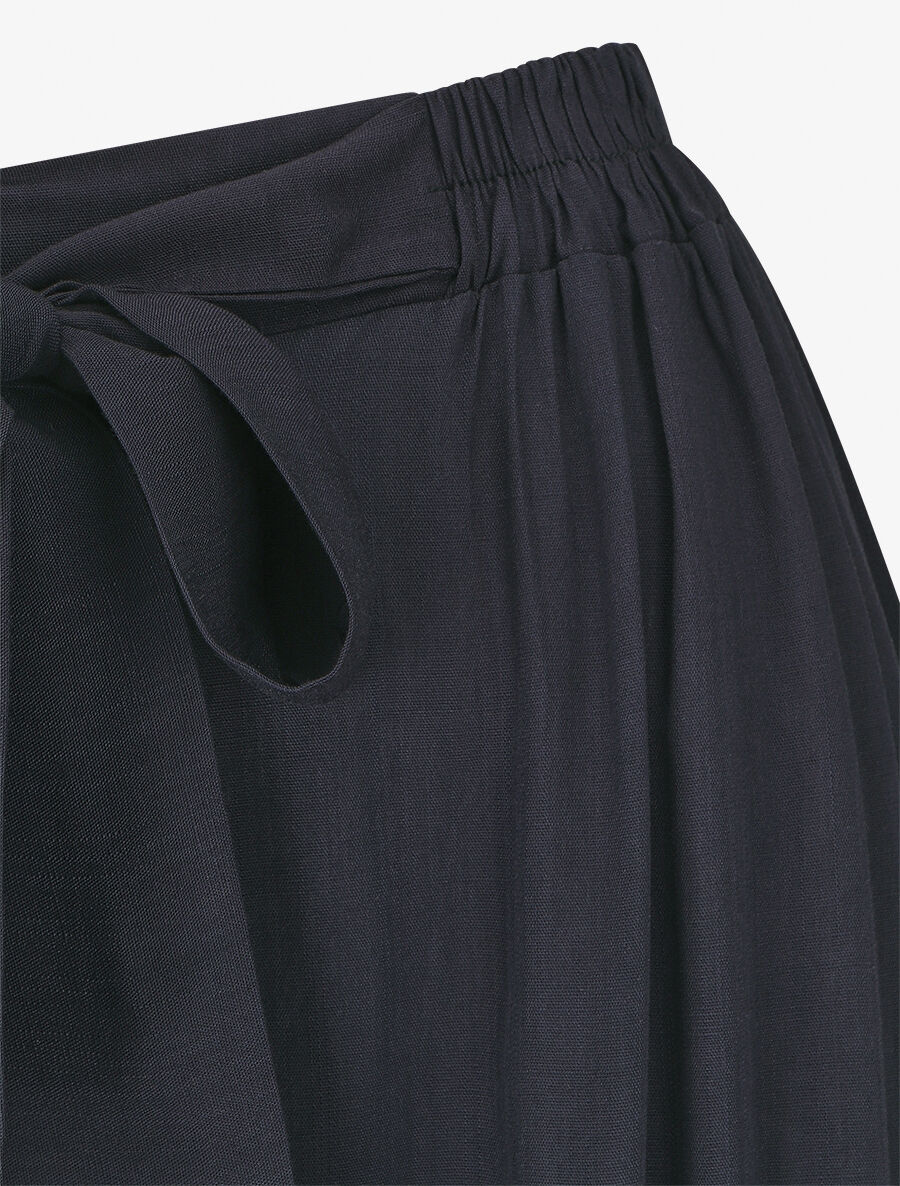 Pantalon ample et fluide taille haute élastiquée - Marine - 3