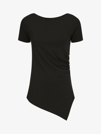 Top asymétrique effet plissé - Noir - 1