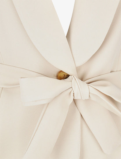 Blazer long uni sans manches - Beige - 3