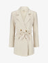 Blazer long uni ceinturé - Beige - 1
