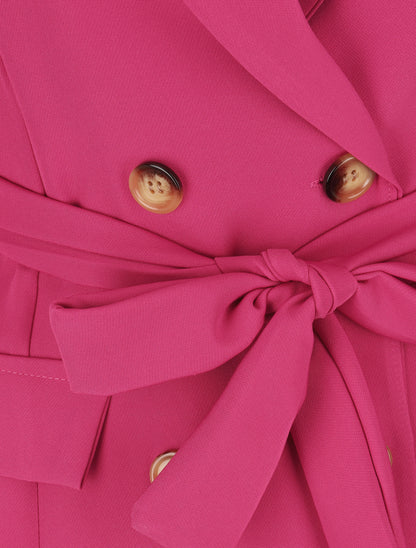Blazer long uni ceinturé - Fushia - 3