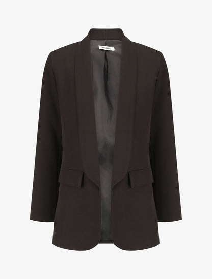 Blazer uni mi-long - Noir - 1