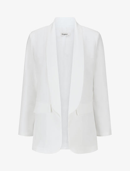 Blazer uni mi-long - Blanc - 1