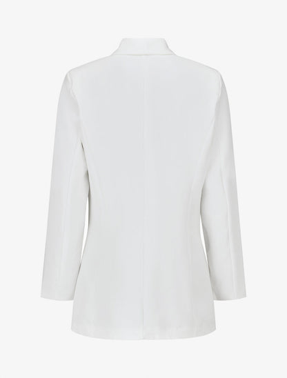 Blazer uni mi-long - Blanc - 2