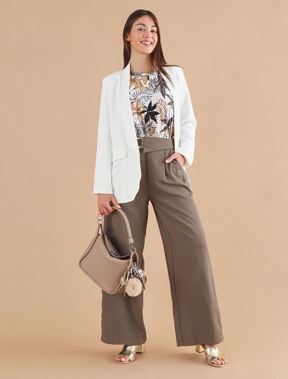 Blazer uni mi-long - Blanc - 4
