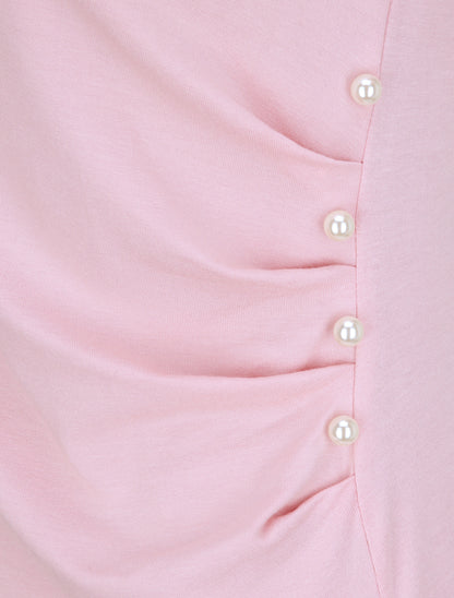 Top asymétrique effet plissé - Rose - 3