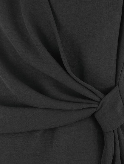 Top uni à nouer sur le côté - Noir - 3