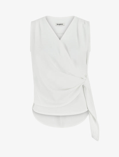 Top uni à nouer sur le côté - Blanc - 1