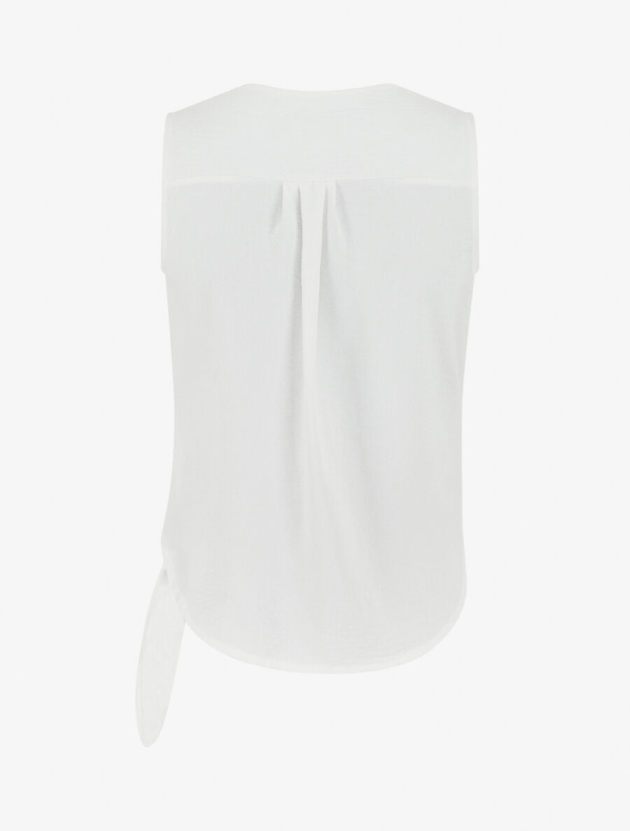 Top uni à nouer sur le côté - Blanc - 2