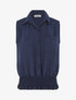 Chemise uni sans manches à bord élastiqué - Marine - 4