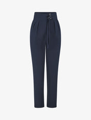 Pantalon droit uni à double passants - Marine - 4