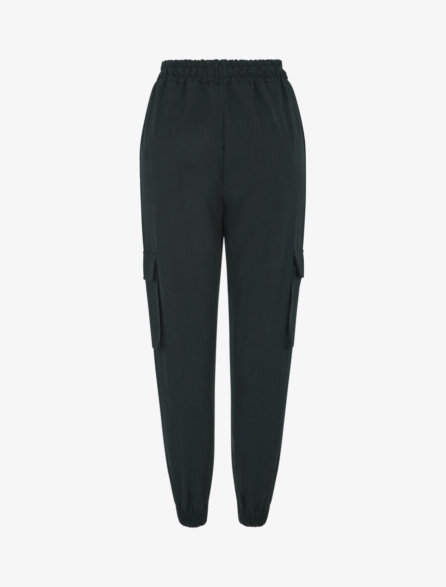 Pantalon cargo fluide à bords élastiqués - Noir - 2
