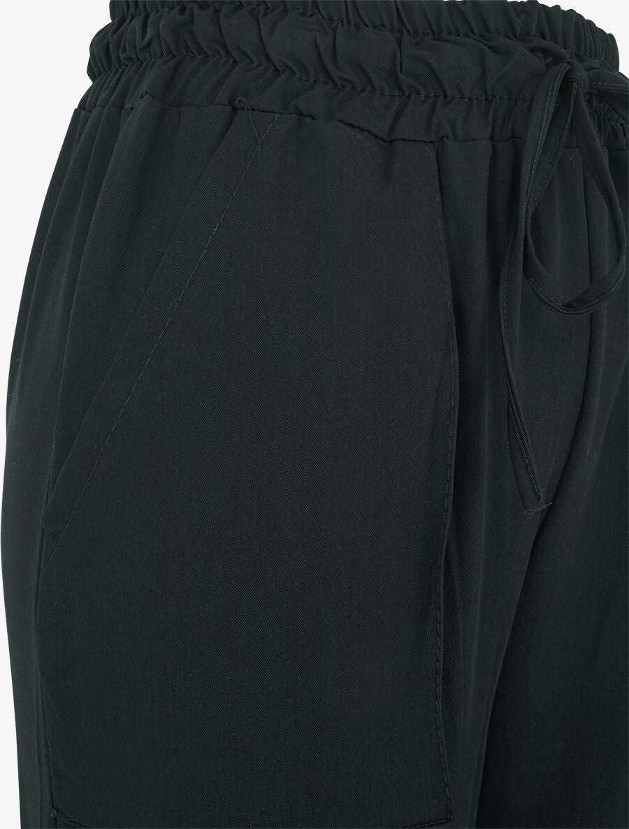 Pantalon cargo fluide à bords élastiqués - Noir - 3