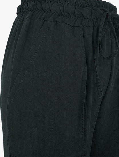 Pantalon cargo fluide à bords élastiqués - Noir - 3