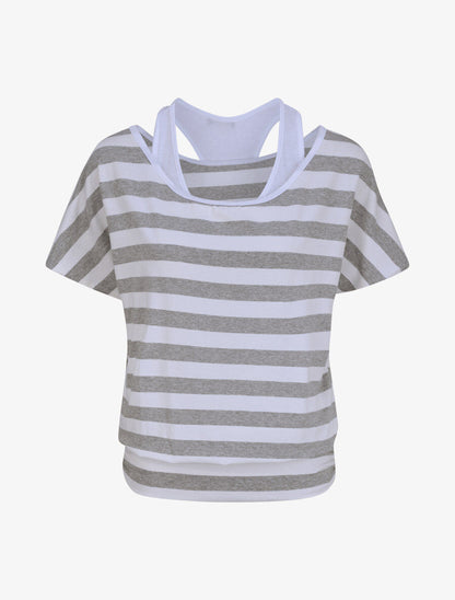 Top marinière coupe boule à débardeur intégré - Gris chiné - 4