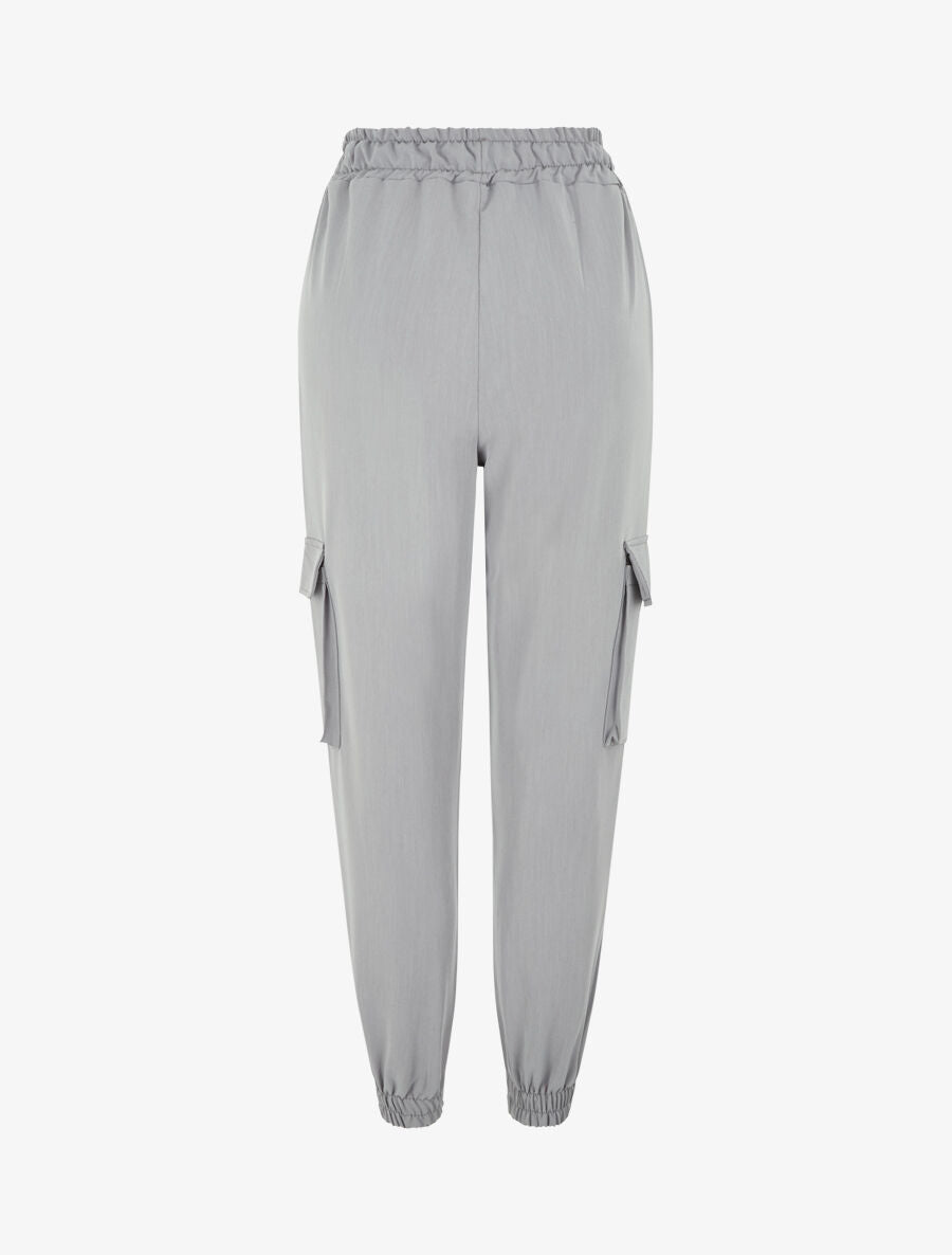 Pantalon cargo fluide à bords élastiqués - Gris - 2