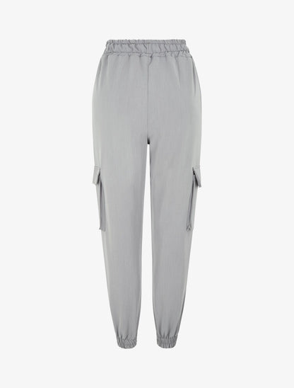 Pantalon cargo fluide à bords élastiqués - Gris - 2