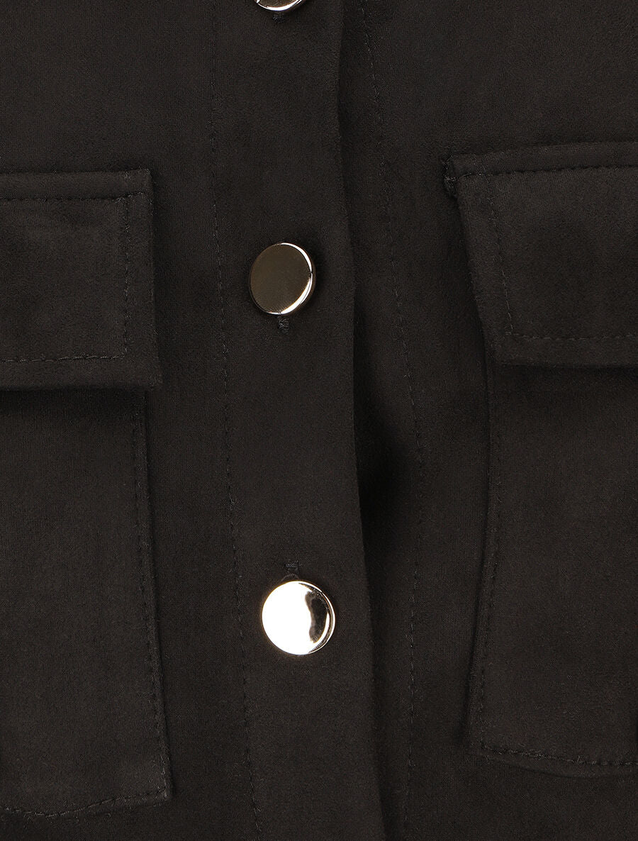 Robe courte en suédine ceinturée - Noir - 3