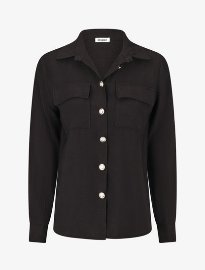 Chemise unie fluide - Noir - 1