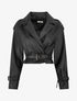 Veste courte en simili ceinturée - Noir - 1