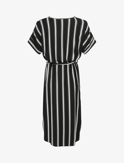 Robe ample rayée à bord arrondi - Noir - 2