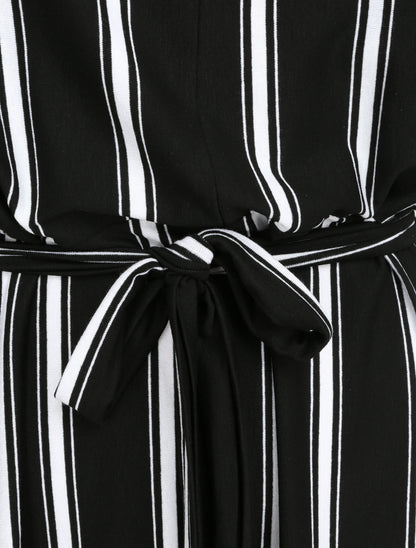 Robe ample rayée à bord arrondi - Noir - 3