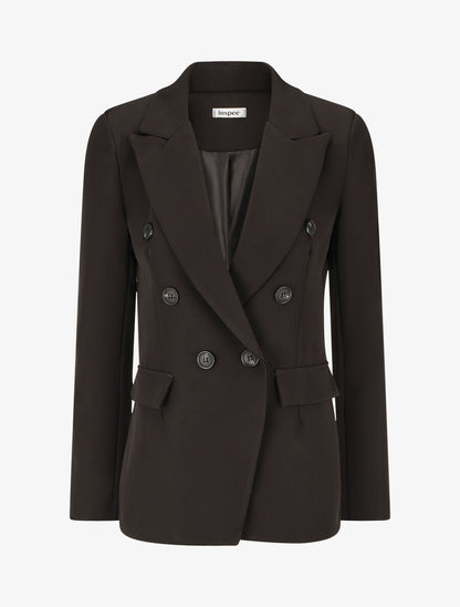 Blazer uni à poches décoratives - Noir - 1