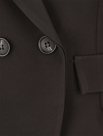 Blazer uni à poches décoratives - Noir - 3