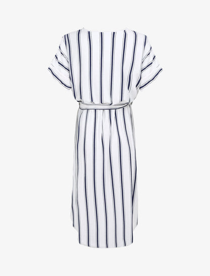 Robe ample rayée à bord arrondi - Blanc - 2