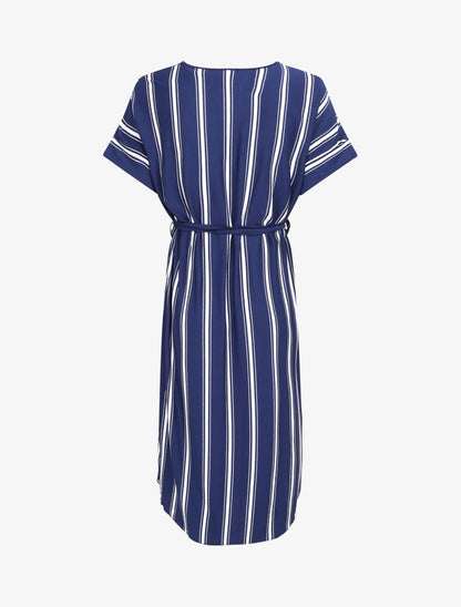 Robe ample rayée à bord arrondi - Marine - 2