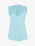 Top satiné à détail dentelle - Turquoise - 4