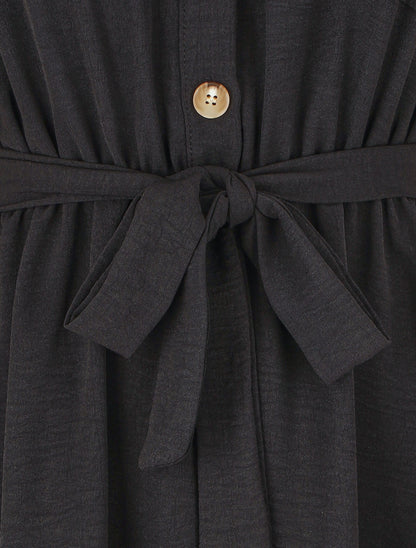 Robe mi-longue élastiquée - Noir - 3