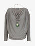 Top loose à épaules ajourées - Gris chiné - 1