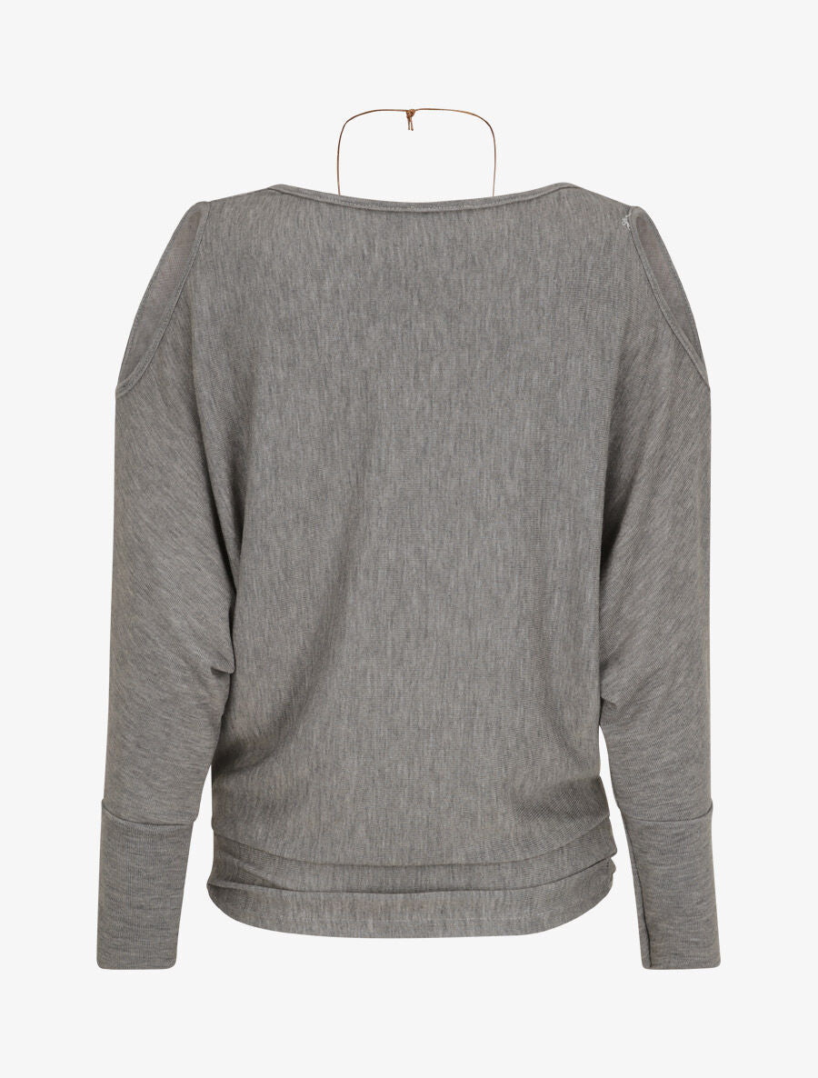 Top loose à épaules ajourées - Gris chiné - 2