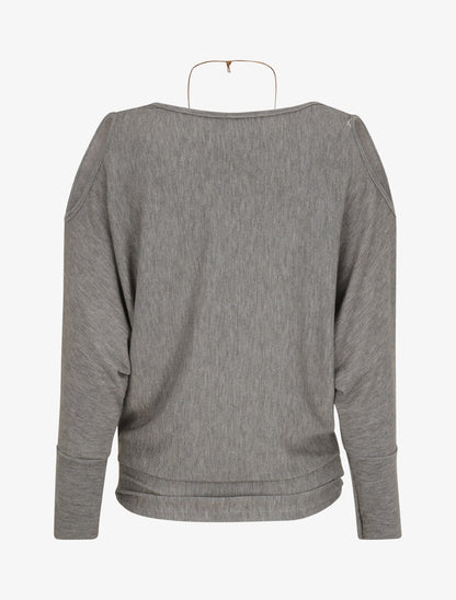 Top loose à épaules ajourées - Gris chiné - 2