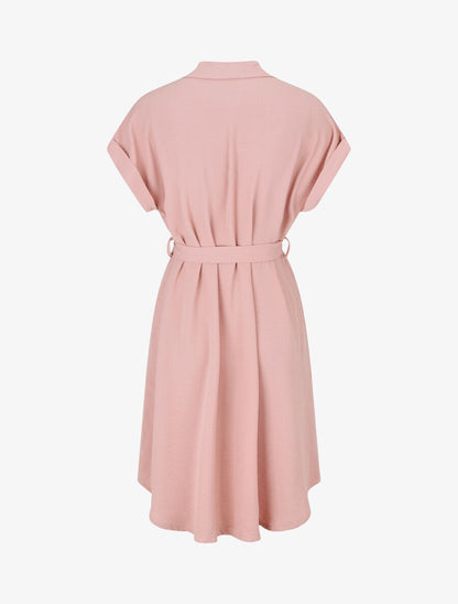 Robe chemise unie ceinturée - Vieux rose - 2