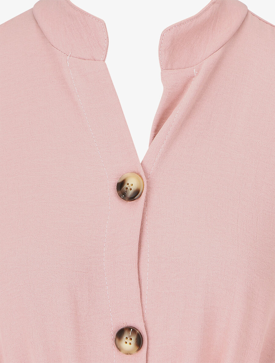 Robe chemise unie ceinturée - Vieux rose - 3