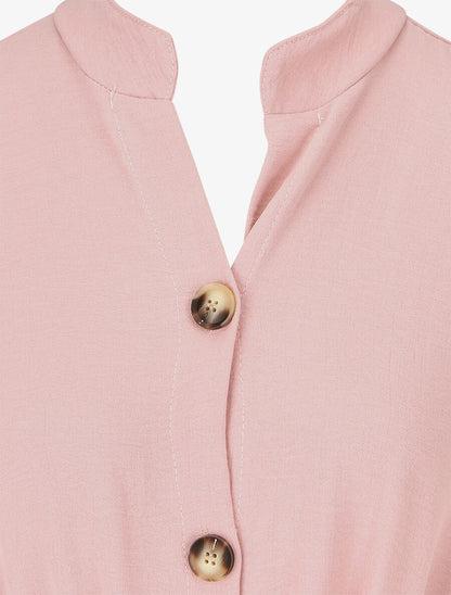 Robe chemise unie ceinturée - Vieux rose - 3
