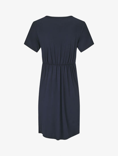 Robe mi-longue à noeud - Marine - 2