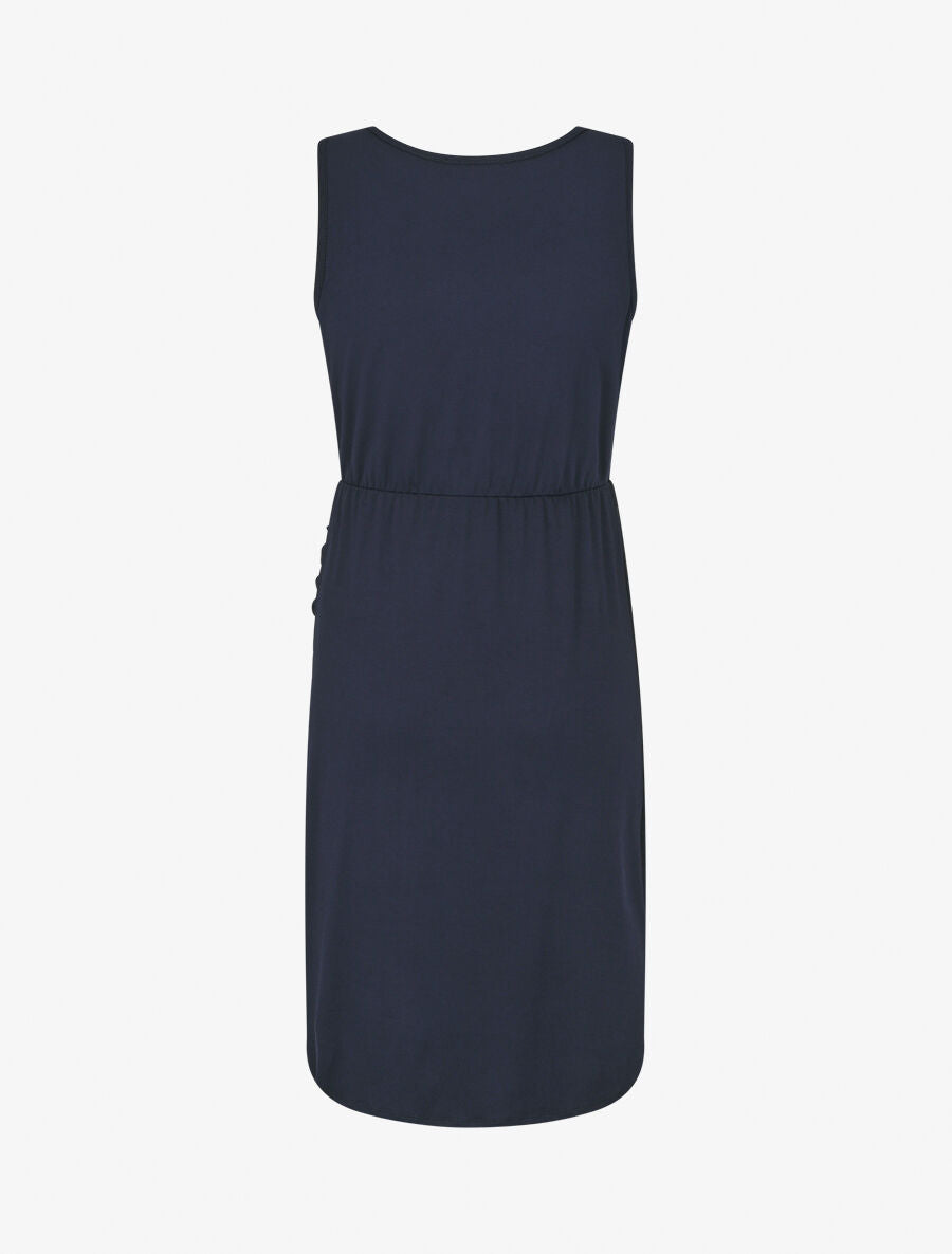 Robe mi-longue à buste ajouré - Marine - 2