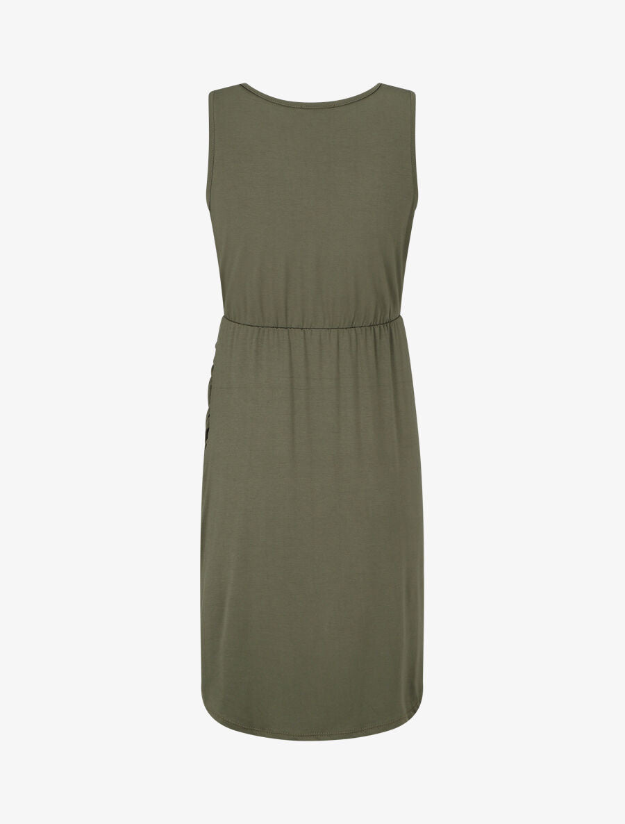 Robe mi-longue à buste ajouré - Kaki - 2