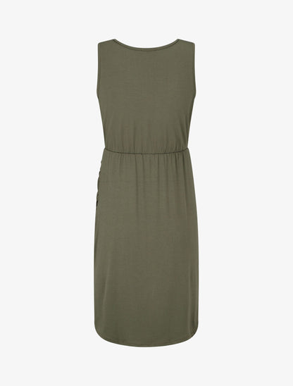 Robe mi-longue à buste ajouré - Kaki - 2