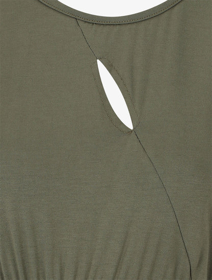 Robe mi-longue à buste ajouré - Kaki - 3