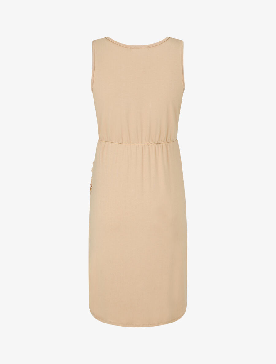 Robe mi-longue à buste ajouré - Beige - 2