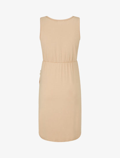 Robe mi-longue à buste ajouré - Beige - 2