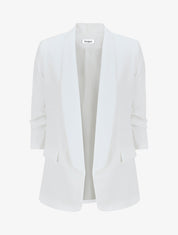 Blazer uni à manches froncées - Blanc - 1