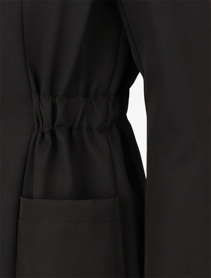 Blazer mi-long élastiqué et boutonné - Noir - 3