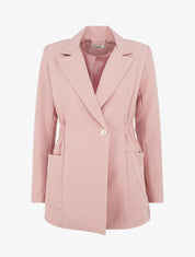 Blazer mi-long élastiqué et boutonné - Rose - 1