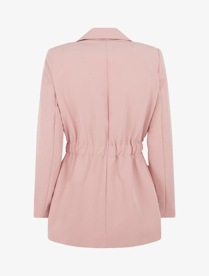Blazer mi-long élastiqué et boutonné - Rose - 2